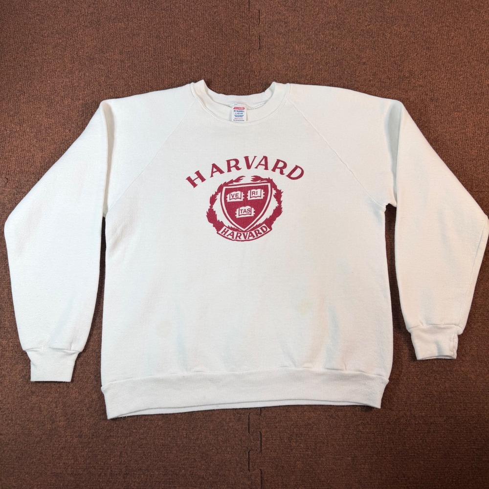 Jerzees Harvard University Sweatshirt Mens Large White Vintage Russell USA Made